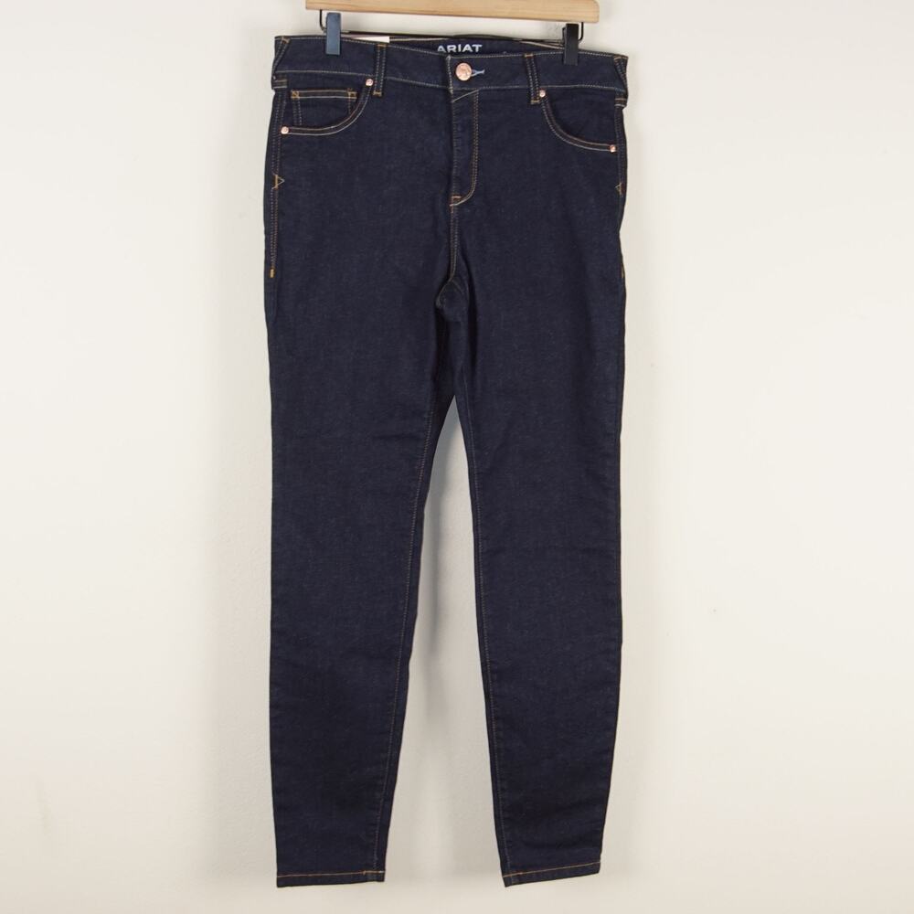 New Ariat Ultra Stretch Perfect Rise Dark Wash Blue Skinny Jeans Womens Sz 32